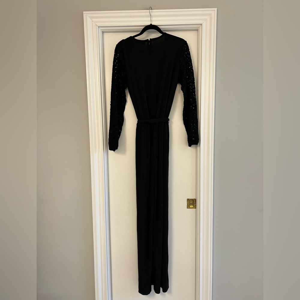 Michael Kors Black Long Sleeve Jumpsuit with Lace Sleeves - Picture 8 of 10